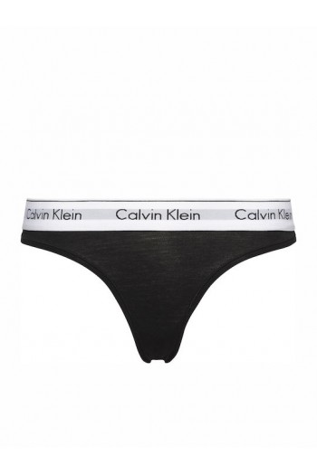 Calvin Klein Thong 000F3786E-001,  Γυναικείο Κυλοτάκι Στρινγκ με εξωτερικό λάστιχο, ΜΑΥΡΟ